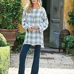 NEW SOFT SURROUNDINGS Kingsley Tunic  Grey Blue Size M  (10-12)